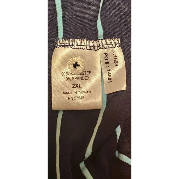 Carnoustie TECH Mens Blue Striped Short Sleeve Polo Shirt UV 50 - Size 2X EUC - Picture 7 of 7